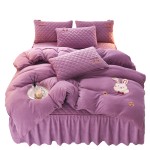 2022 New Dingdang Rabbit Milk Velvet Bedskirt Four-piece Set