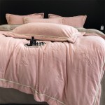 2022 autumn and winter new products top luxury high-end carved milk velvet series 1.5m bed sheet four-piece set chanson powder