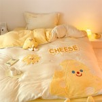 2022 autumn and winter new high-end, full of cute three-dimensional embroidered milk velvet series 1.2m bed sheet three-piece set